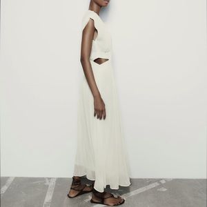Zara | Dresses | Nwt Zara White Long Textured Maxi Back Tie Dress | Poshmark
